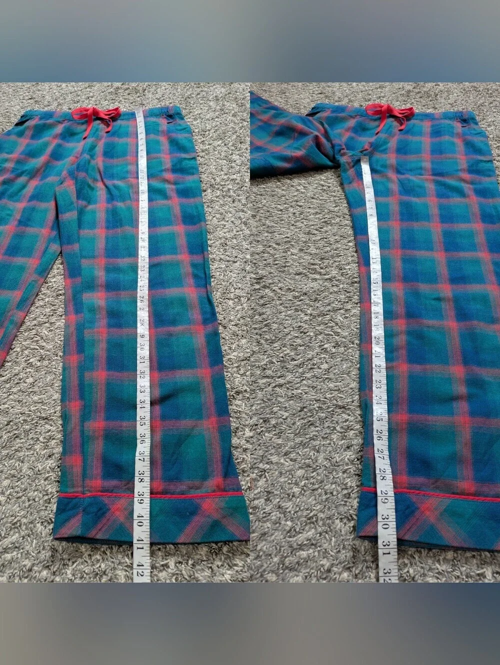 Duluth Green Blue Red Plaid Cotton Fall Winter Cozy Lounge Pajama Pant Mx31